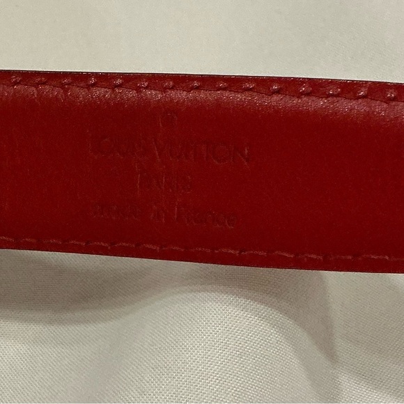AUTHENTIC LOUIS VUITTON RED EPI LEATHER BUCKLE BELT 85/34 COA - Picture 9 of 9